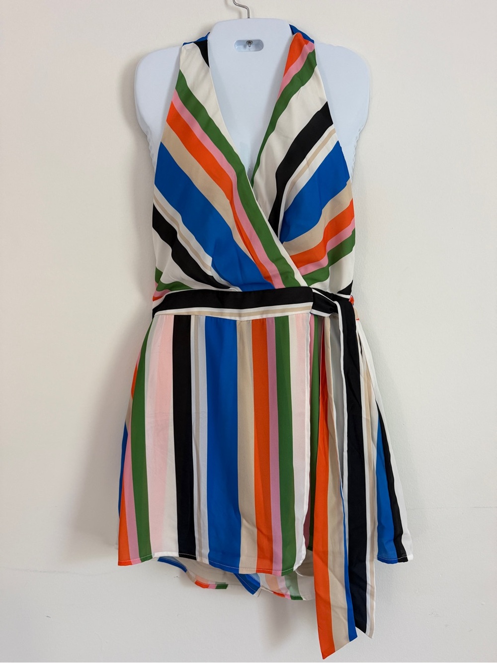 Colorful Striped Halter Romper - Multicolor